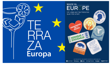 Imagen que combina los logos de los dos podcasts producidos por la Oficina del Parlamento Europeo en España